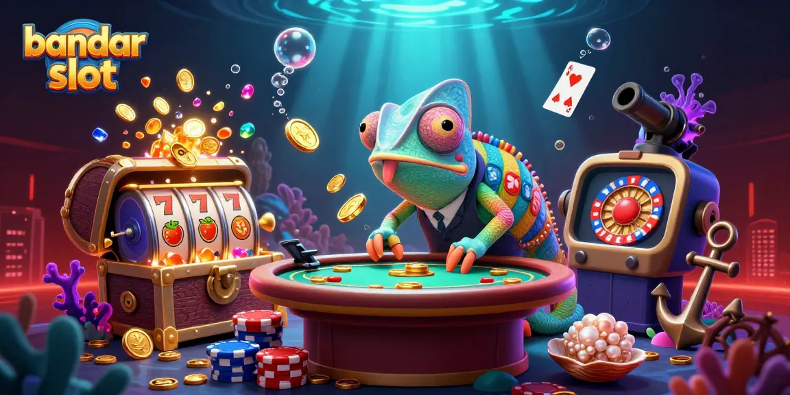 Menggali keseruan bandar slot dengan karakter chameleon warna-warni dan perhiasan jackpot yang memukau.