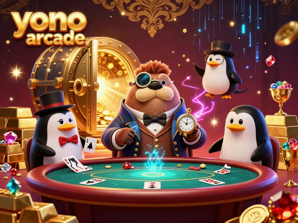 Engage in thrilling gameplay with yono arcade at an underwater poker table featuring cartoon characters and treasure.