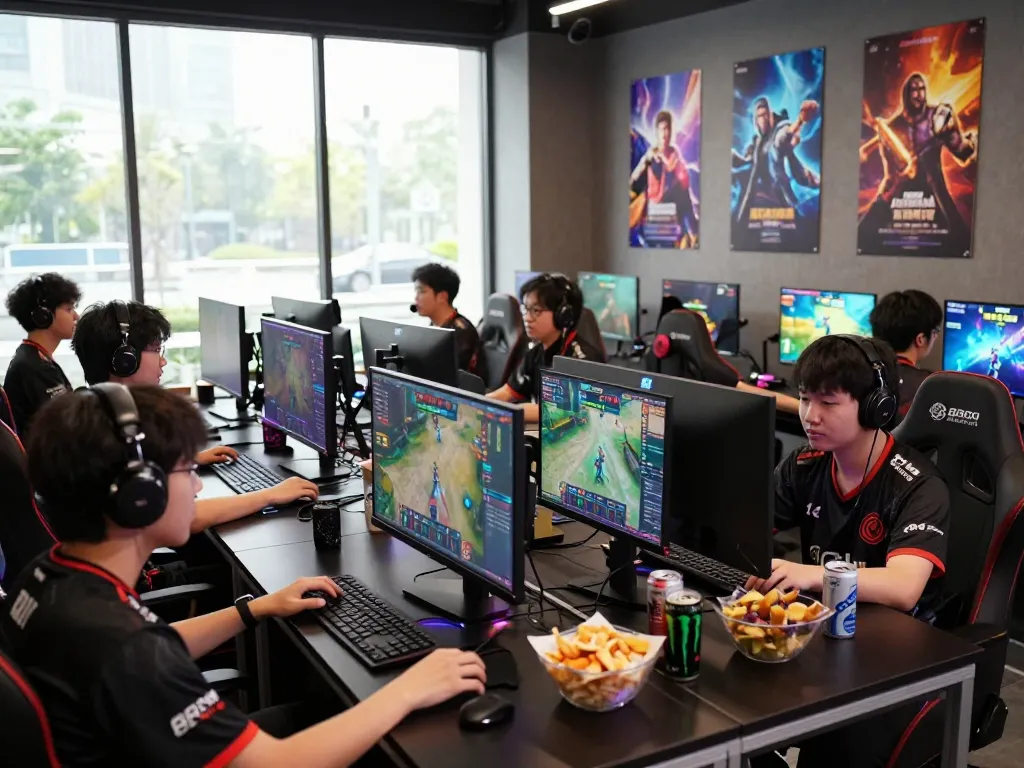 Exciting esports lounge showcasing 88aa players engaged in competitive gaming.