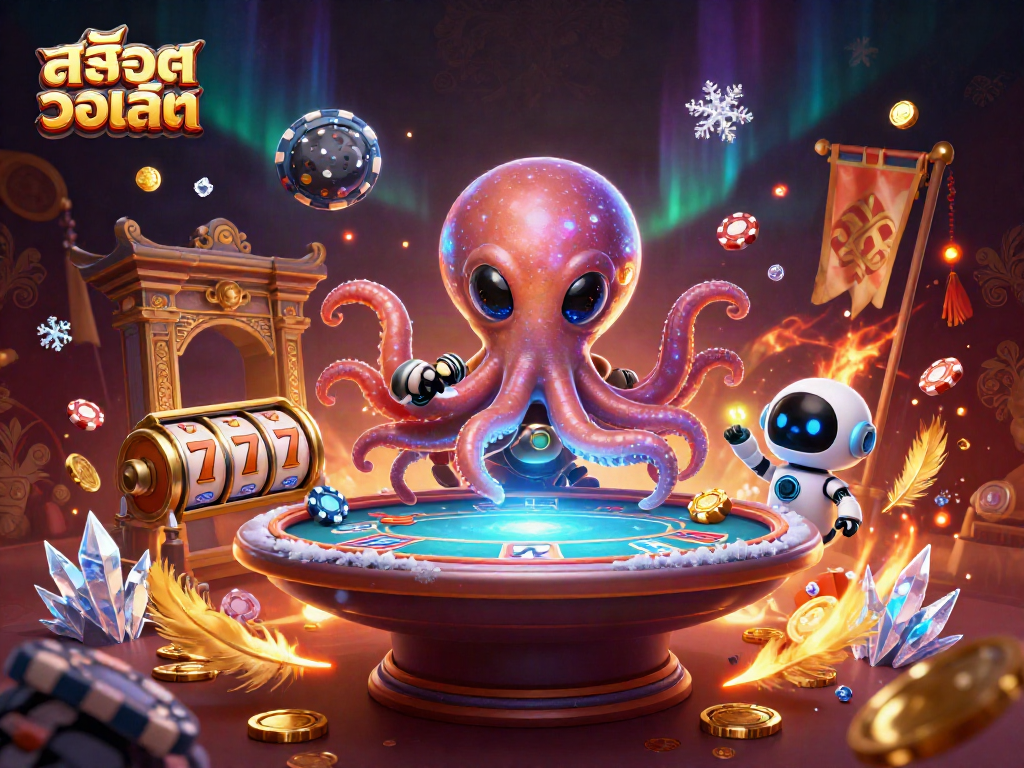 Engage in thrilling gameplay with สล็อตวอเลท as an alien octopus operates a dynamic holographic poker table.