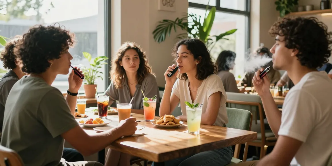 The legal age to vape in Cyprus is strictly enforced, featuring quality vaping devices and natural CBD-infused refreshments in a cozy café setting.