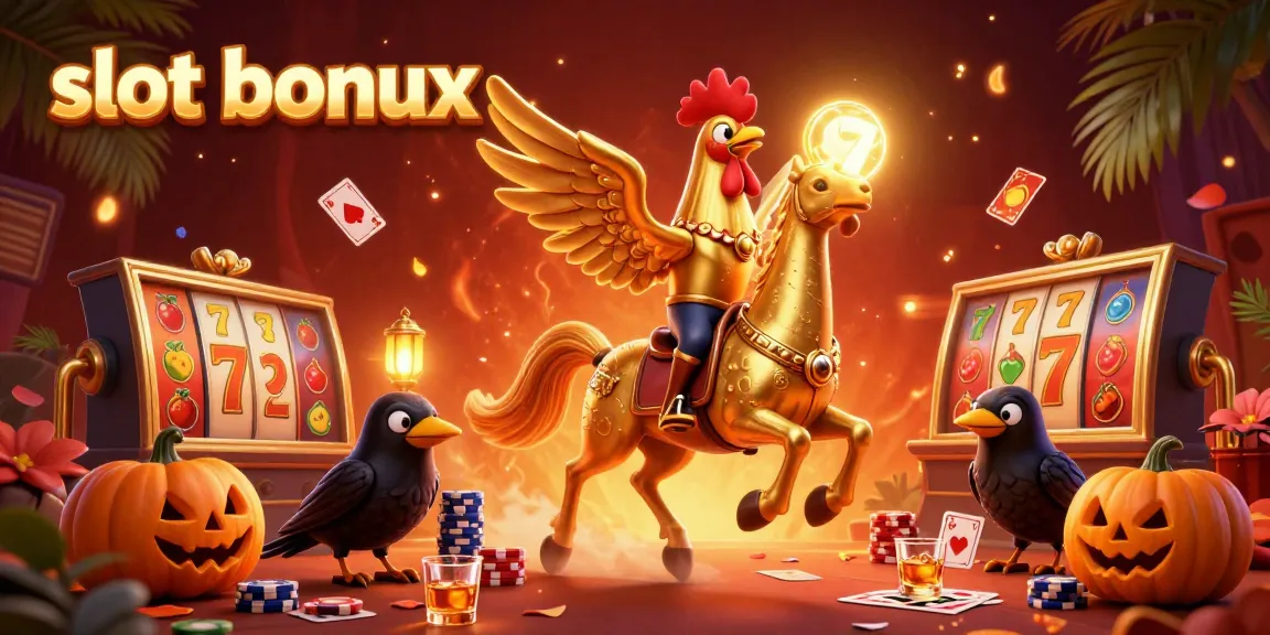 Engage in thrilling slot bonus action as golden rooster and pumpkin-headed crows illuminate a vibrant casino.