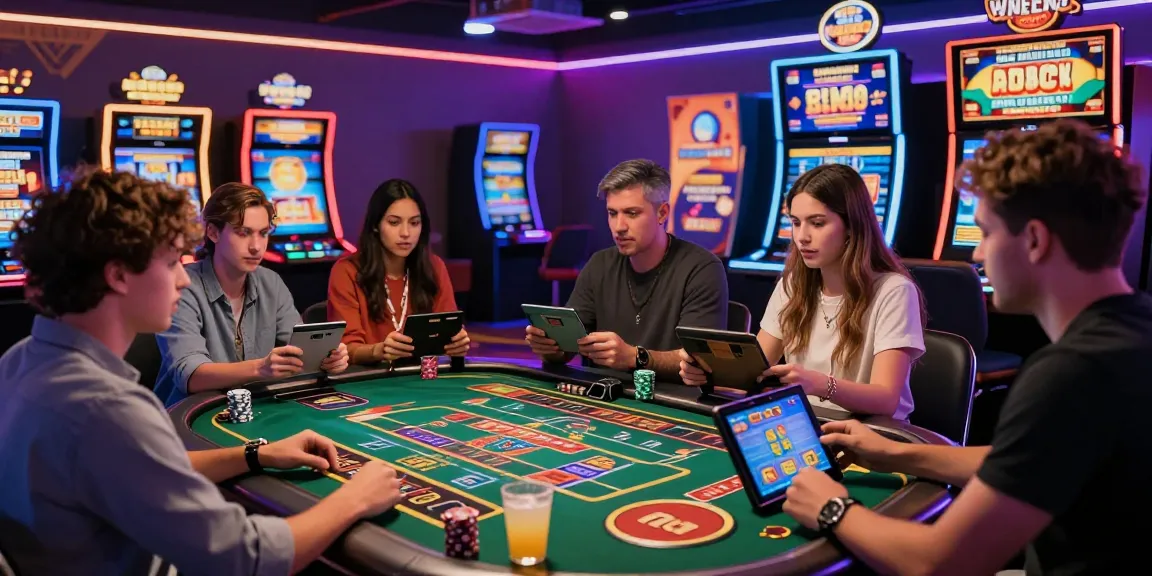 Exciting gameplay at credit card casinos on https://chps.org.uk with players enjoying bonuses and vibrant atmosphere.
