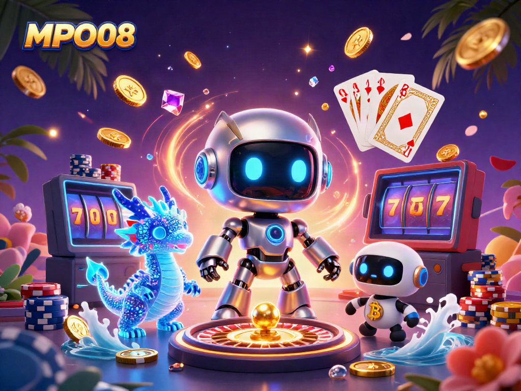Engage with MPO08’s exciting gaming world featuring vibrant characters and immersive casino elements.