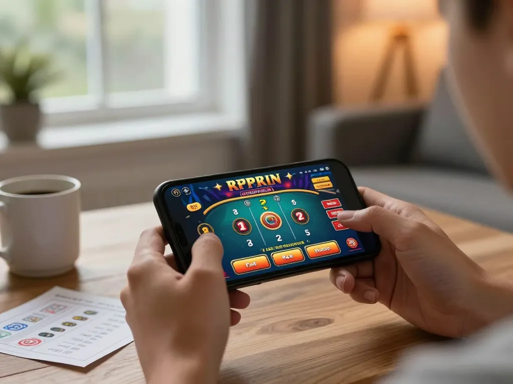 Engaging with SC88COM on a smartphone for live casino gaming at home, showcasing responsible gambling.