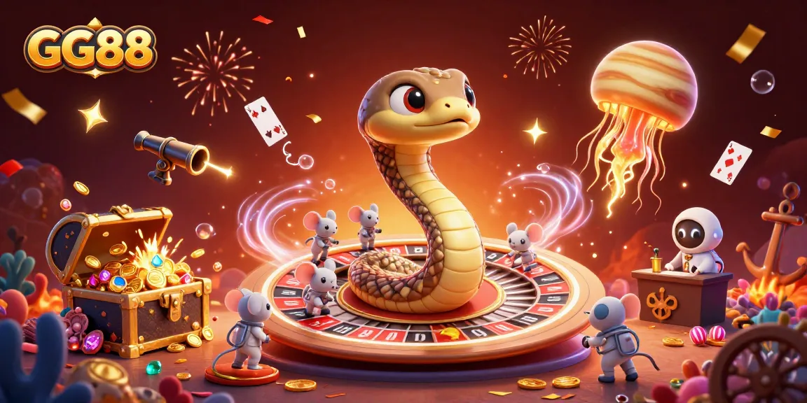 Experience thrilling bets at GG88 with a vibrant 3D cosmic casino scene.