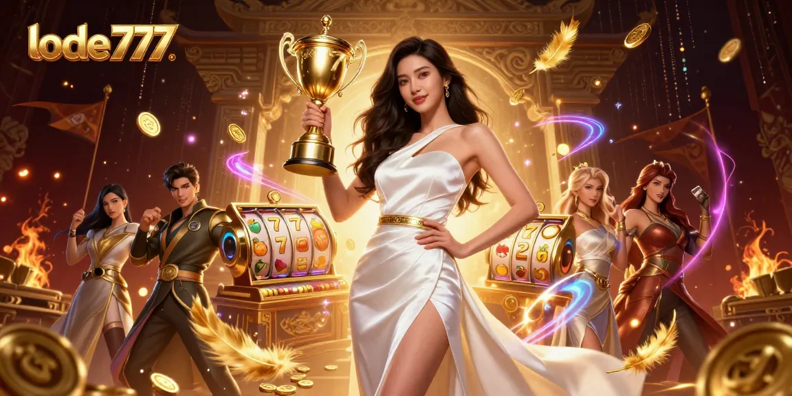 Experience thrilling gameplay with lode777, featuring vibrant slot reels and gold tokens.