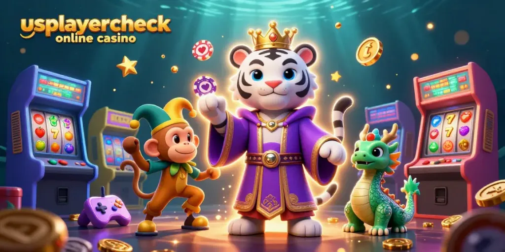 Experience the fun at usplayercheck online casino with vibrant characters and classic gaming elements.