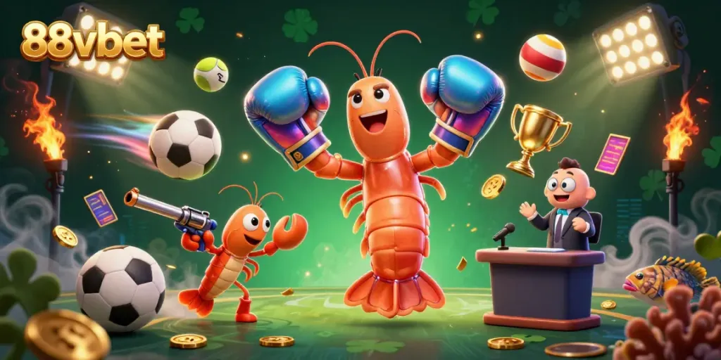 Engage in thrilling gaming with 88vbet featuring cartoon characters and dynamic sports elements.