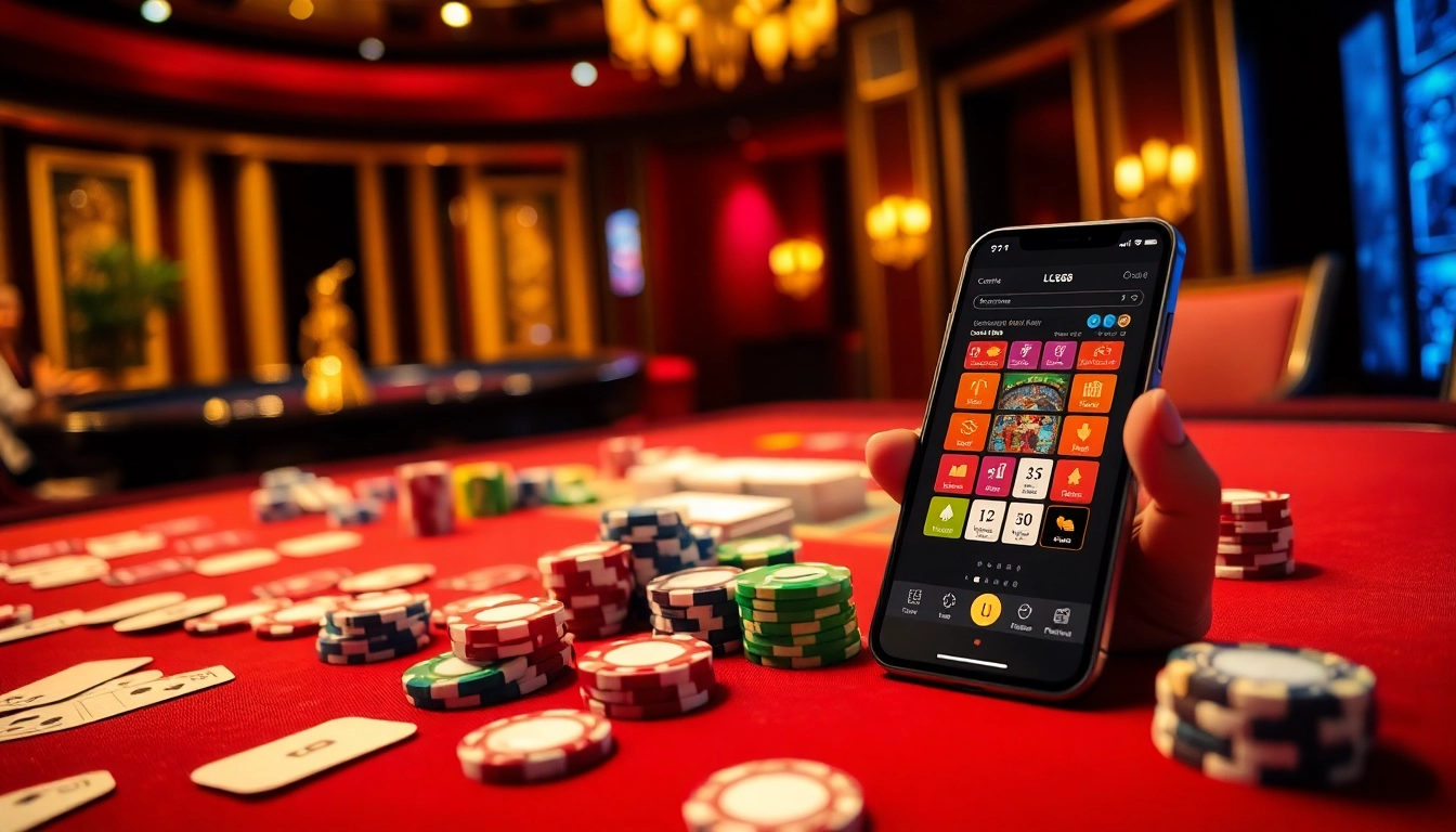 Experience high stakes excitement with lc88 at a vibrant casino table filled with chips and cards.