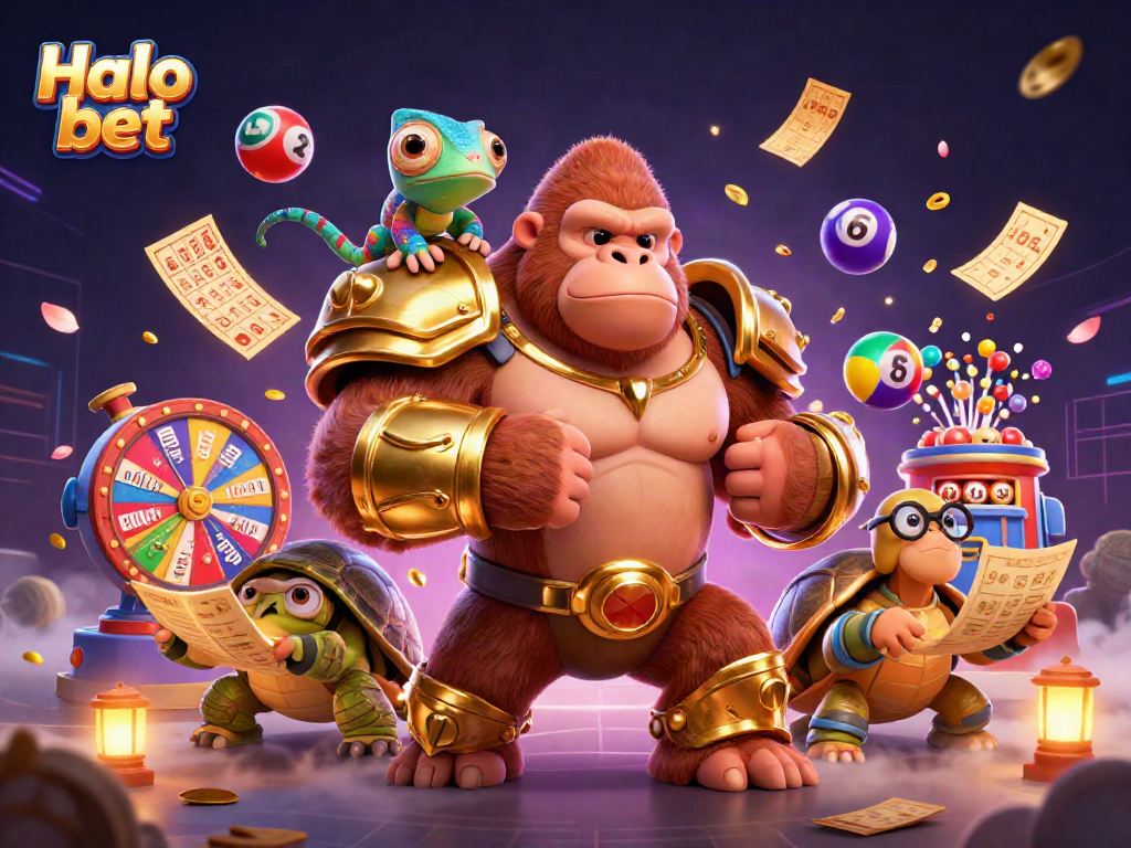Engaging illustration showcasing Halo bet with vibrant lottery elements and dynamic characters.
