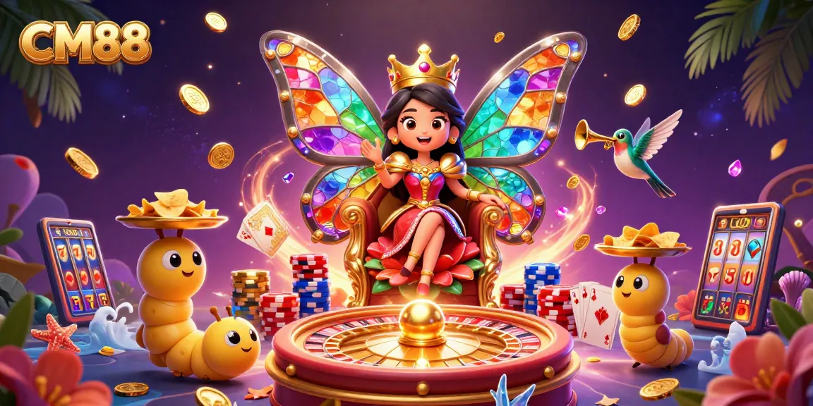 Experience the thrill of CM88 with vibrant casino elements and characters in a dynamic gaming scene.