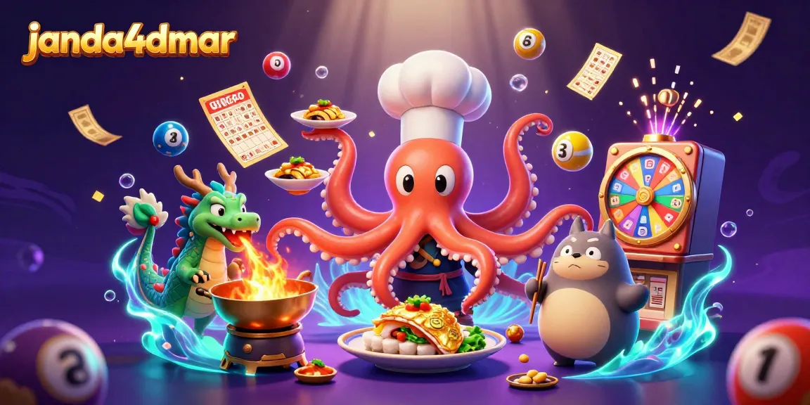 Permainan lotere seru bersama janda4dmar dengan karakter unik di ilustrasi 3D yang detail.