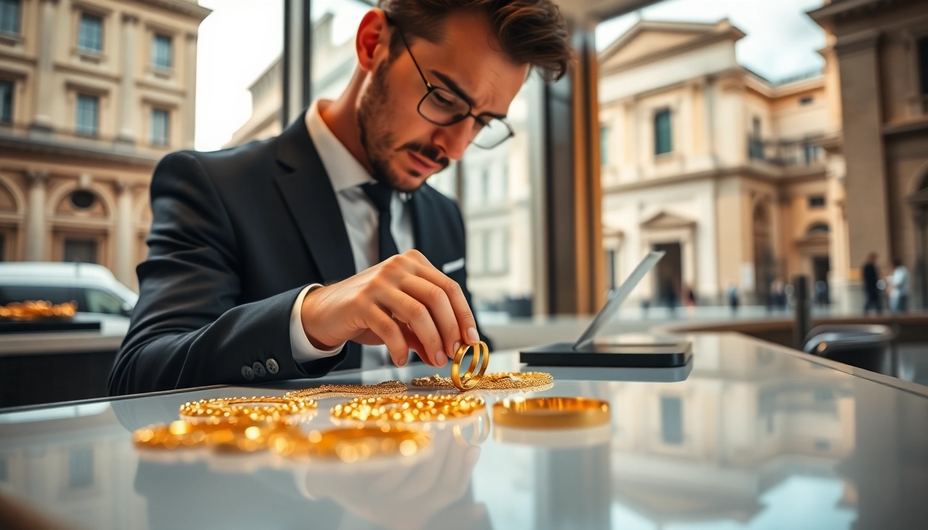 Valutazione di oro usato durante un servizio compro oro roma in un ambiente professionale