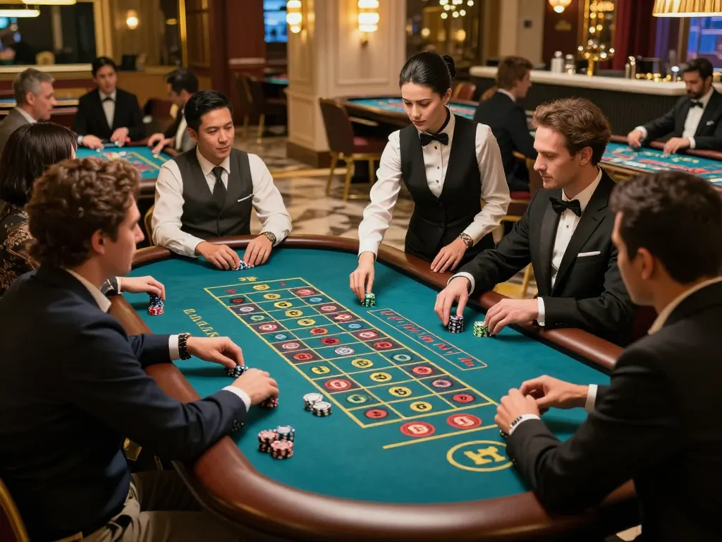 Watch players thrill with every spin at the tg88 roulette table in a luxurious casino.