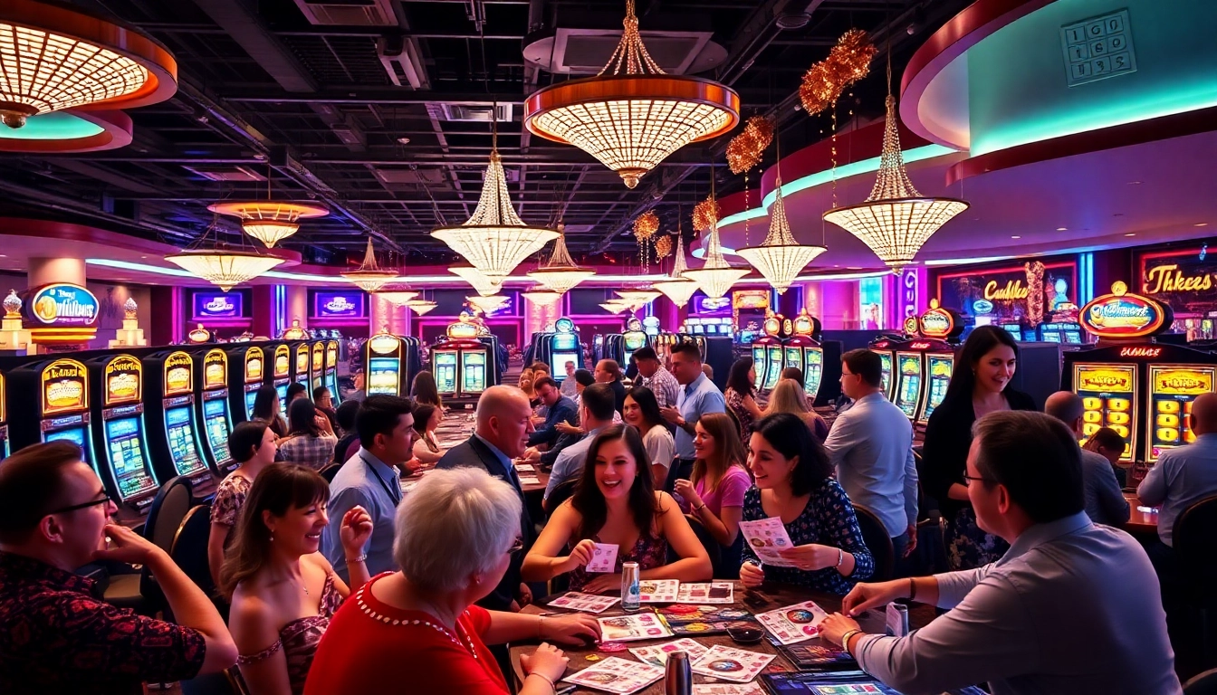Bingoport review highlights players enjoying a lively bingo game in a vibrant casino setting.