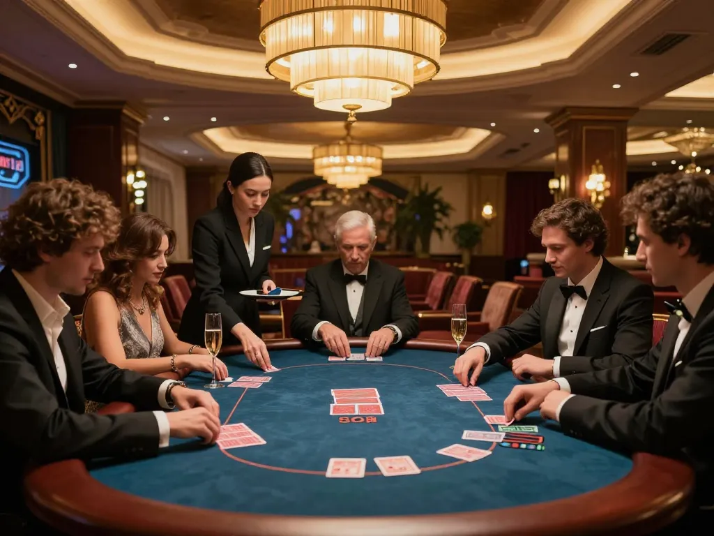 Players enjoying a high-stakes poker game at 88aa's luxurious VIP table atmosphere