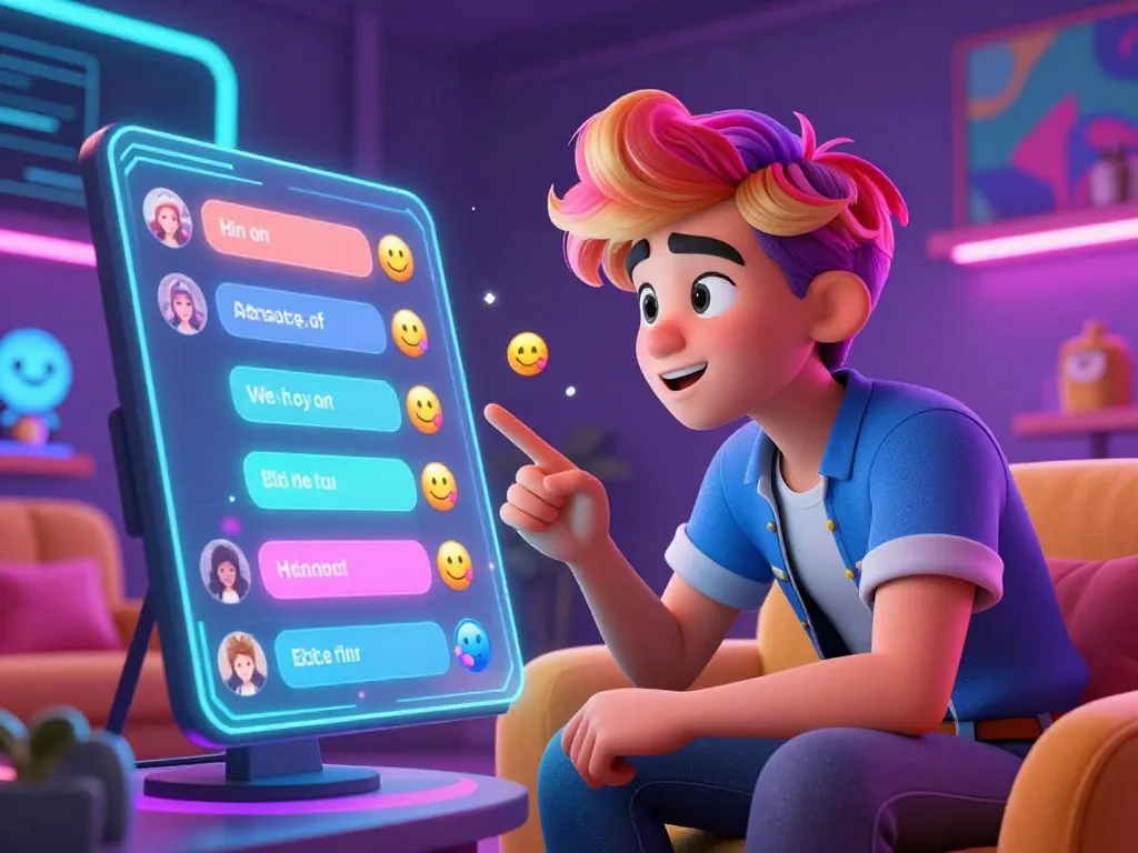 Engaging chat scene showcasing ai sex chat experience with stylish characters and vibrant interactive elements.