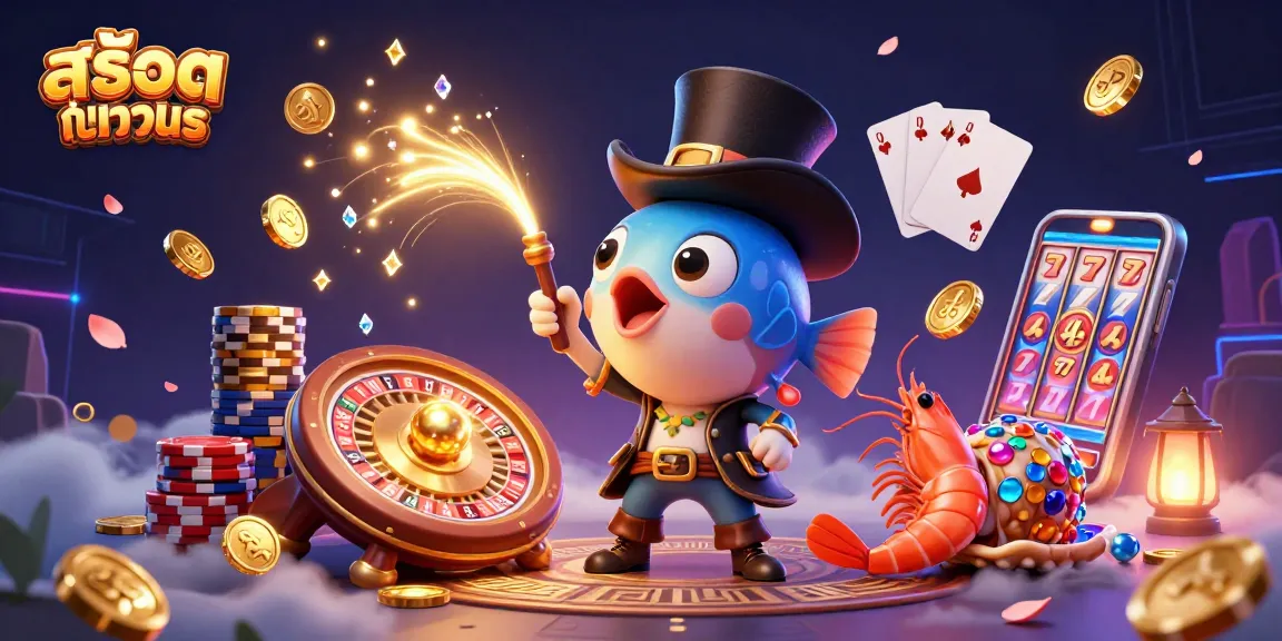 Engage with สล็อตทดลอง experience through this vibrant 3D casino illustration, featuring animated characters and dynamic elements.
