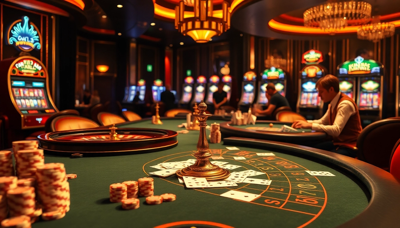 SODO CASINO scene with players enjoying poker and roulette in a luxurious setting
