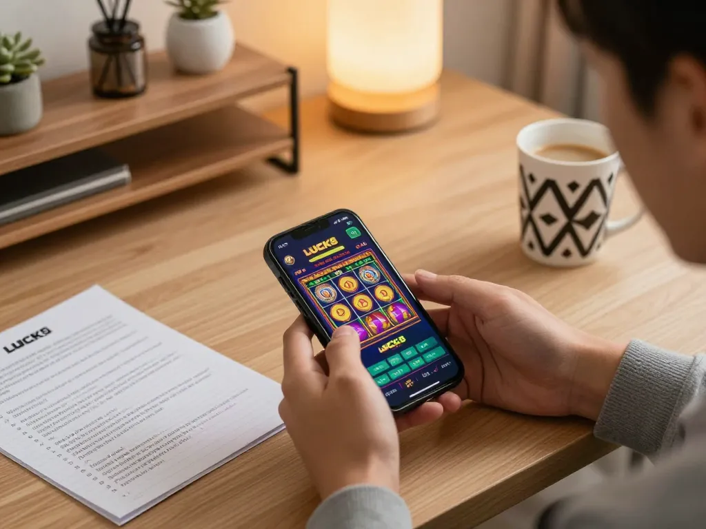 Tham gia trò chơi di động trên ứng dụng LUCK8, thể hiện gameplay thú vị và ghi chú chiến lược trong một không gian ấm cúng