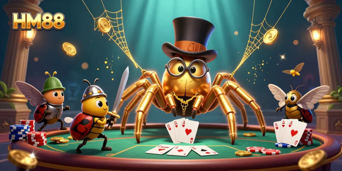 Experience thrilling poker action with HM88, featuring a dynamic 3D scene of characters in a casino atmosphere.