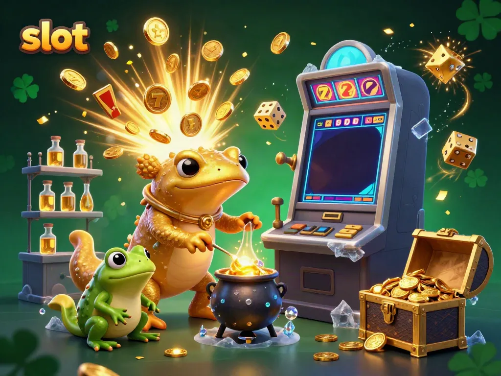 Spin the slot machine with this vibrant, golden jackpot explosion illustration.