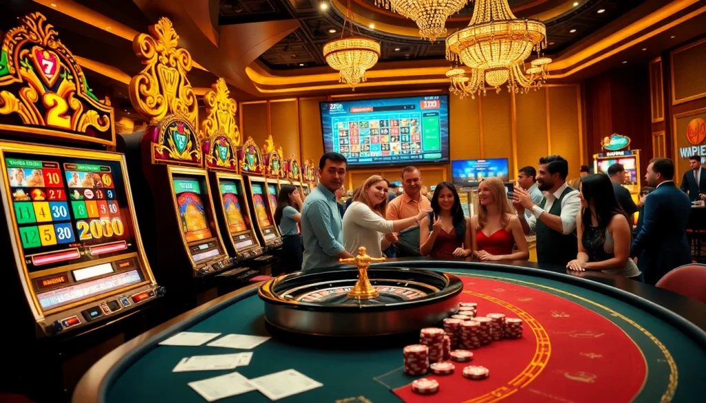 Experience thrilling gaming at 222bd with vibrant slot machines and engaging poker tables.
