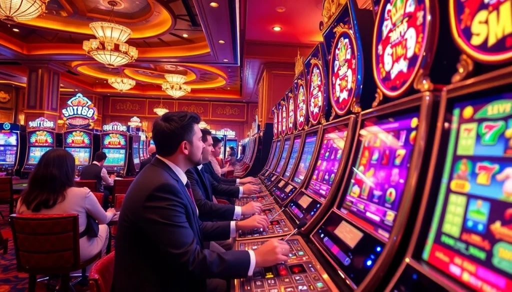 Experience the thrill of slot88 machines in a luxurious casino setting.