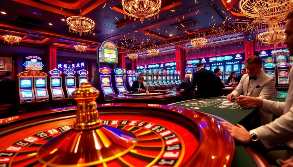 Players enjoying a thrilling game at go88 casino, showcasing poker chips and a vibrant roulette.