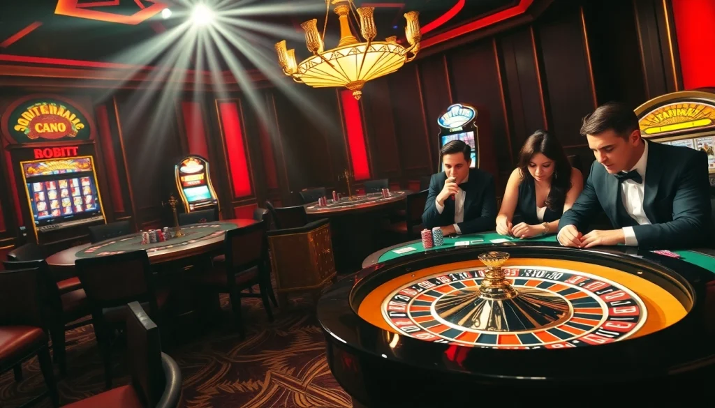 Bidding at a luxurious bk8th casino table with vibrant chips and glowing roulette wheel.