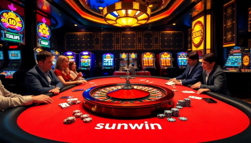 Experience the thrill of winning at sunwin's high-stakes poker table in a luxurious casino.
