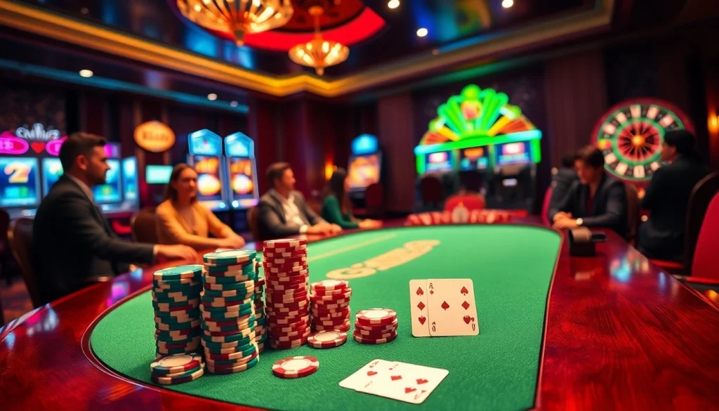 Exciting gaming experience at app 8xx with luxurious casino tables and vibrant poker chips.