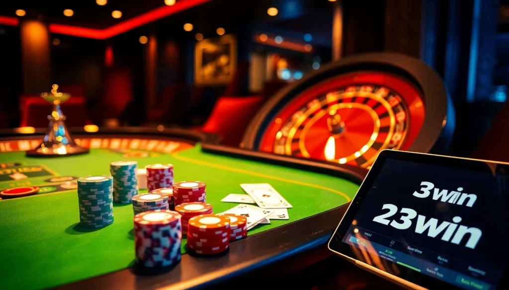 Experience the thrill of gambling action at 23win's luxurious casino tables and games.