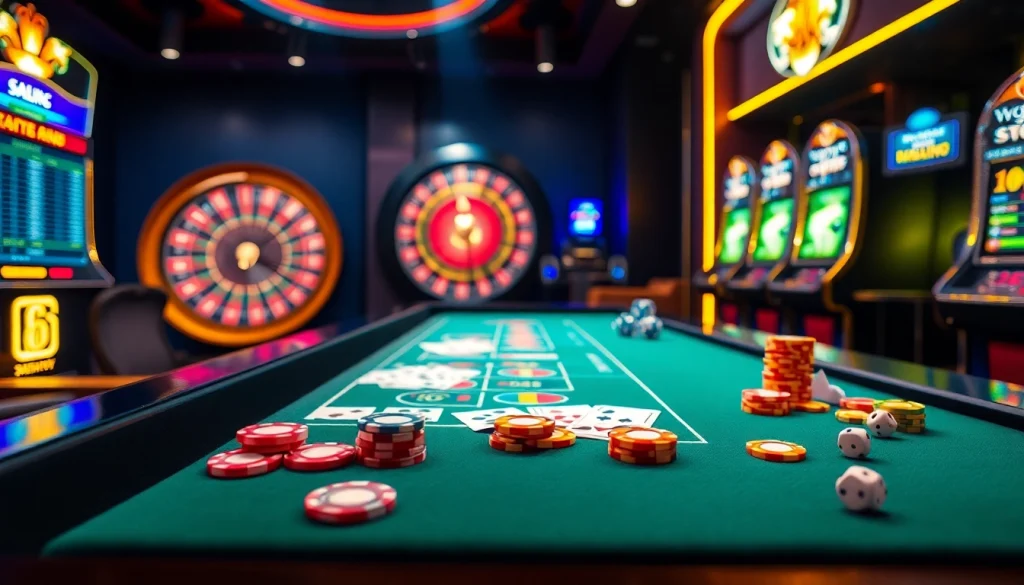 Experience the excitement of 88i live casino gaming with vibrant tables, chips, and cards.