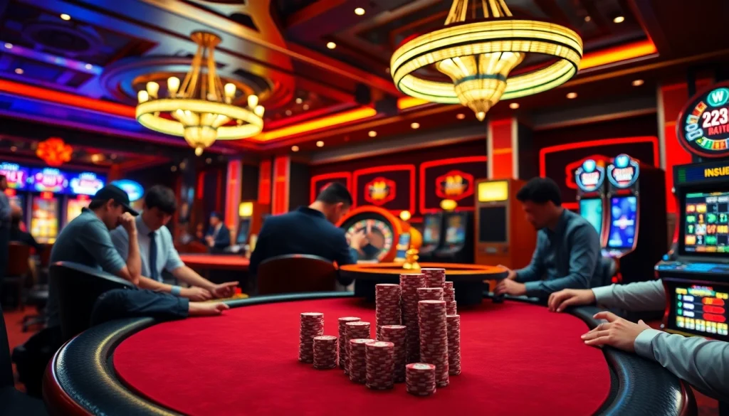 Experience thrilling casino action at https://123b.ing/ with poker tables and vibrant slot machines.