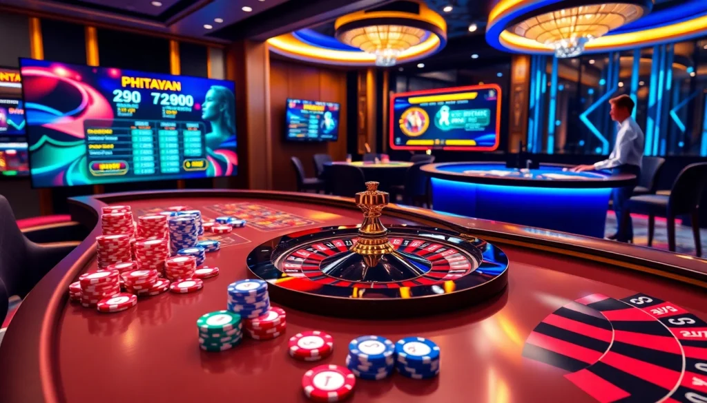 PHTAYA offers an engaging online gaming experience with vivid poker chips and a luxurious casino atmosphere.