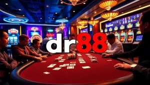 Experience the thrill of gambling at the dr88 poker table surrounded by vibrant casino excitement.