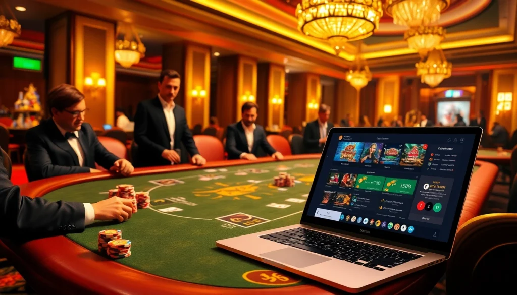 Engage in the vibrant atmosphere of bet88b.us.com with thrilling poker games and inviting casino lights.