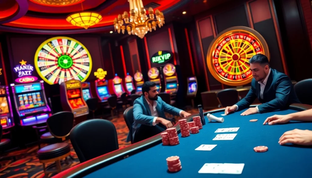 Experience the excitement of gambling with Rikvip at the vibrant casino poker table.