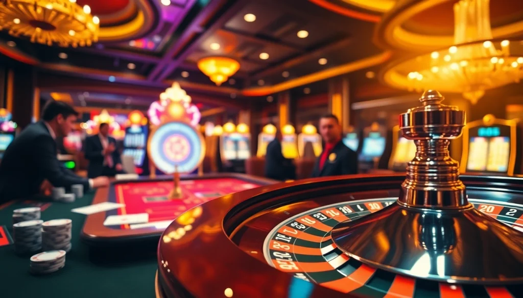 Experience the thrill of betting at XX88 with a vibrant casino scene showcasing roulette and poker.