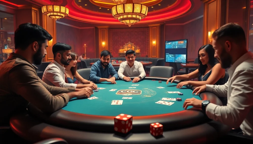 Exciting online poker gameplay at ClubGG with diverse players and luxurious casino elements.