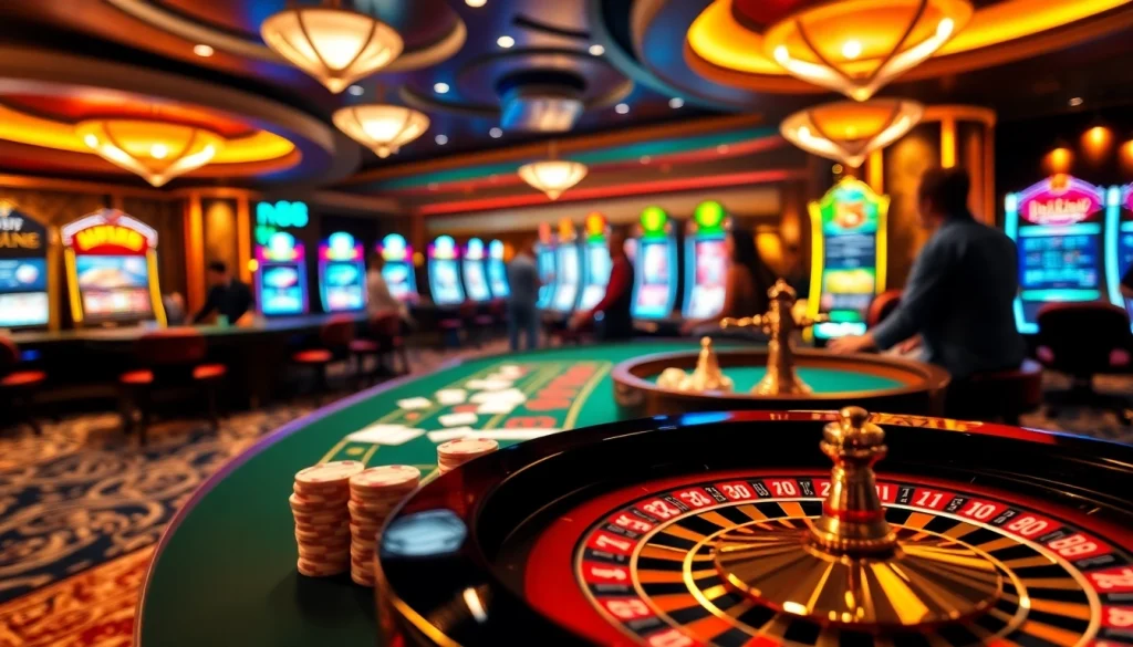 Experience the excitement at nh88 casino with vibrant poker tables and slot machines.