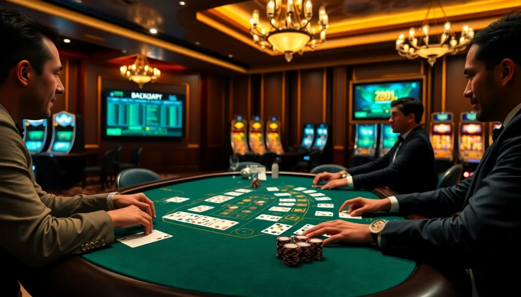 Players enjoying a blackjack table experience at 32winvip.casa with vibrant betting slips.