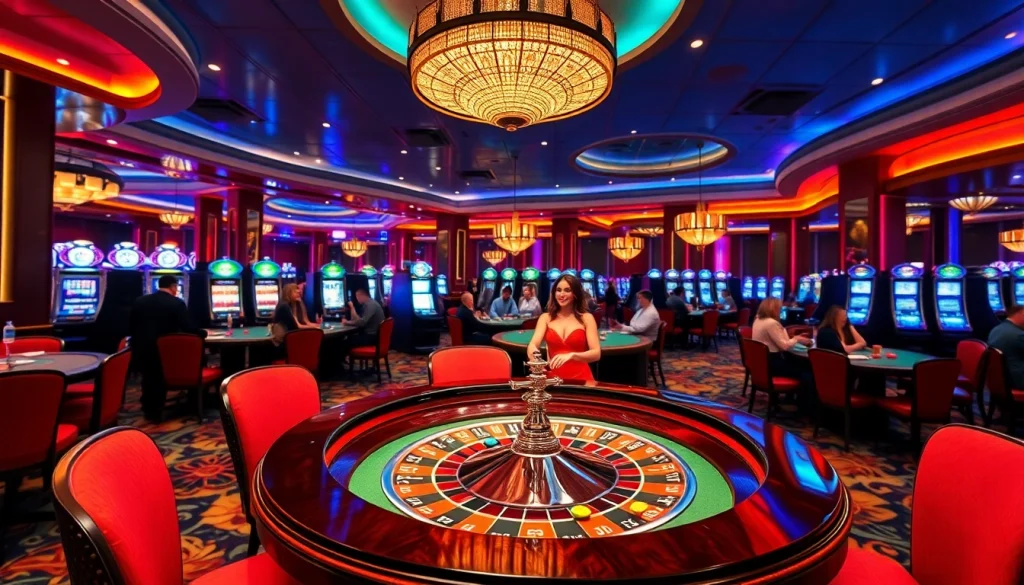 Experience the thrill of fun79 with players engaging at vibrant casino tables.