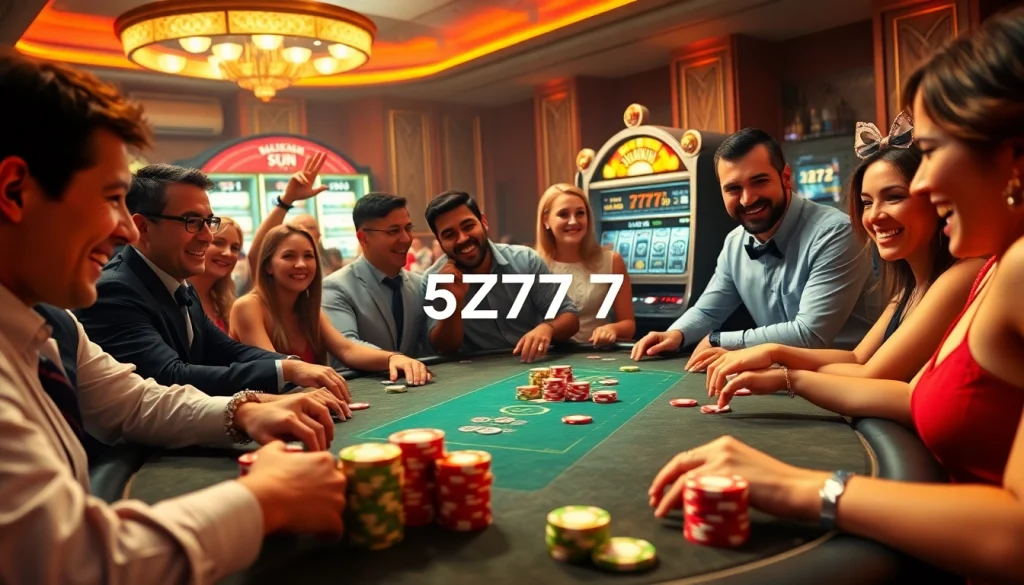 Engage in high-stakes gambling with 5Z777 poker action at an upscale casino table.