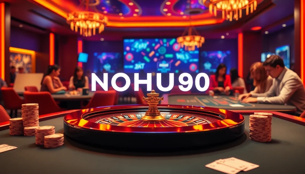 Engaging scene at NOHU90 casino with players enjoying games and vibrant atmosphere.