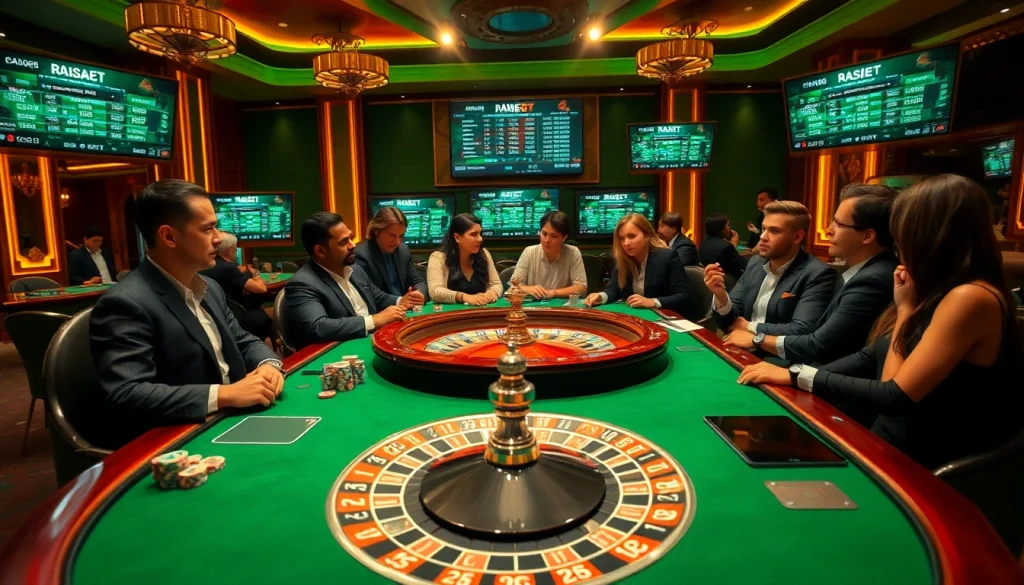 Intense battles at the casino tables as players engage in strategy, showcasing nhà cái m88's exciting atmosphere.