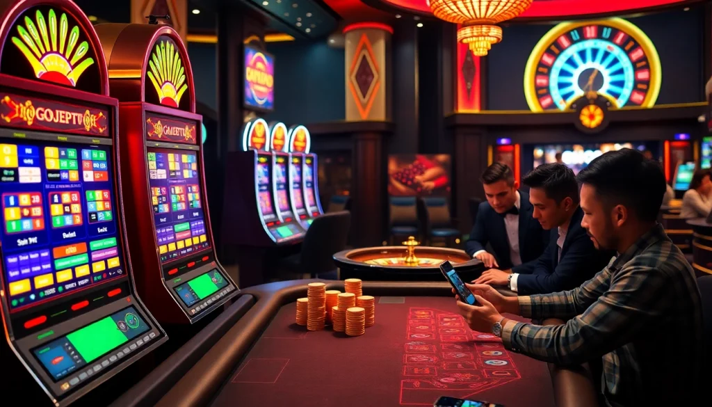 Experience the thrill of gojekpot with vibrant slot machines and an exciting casino atmosphere.