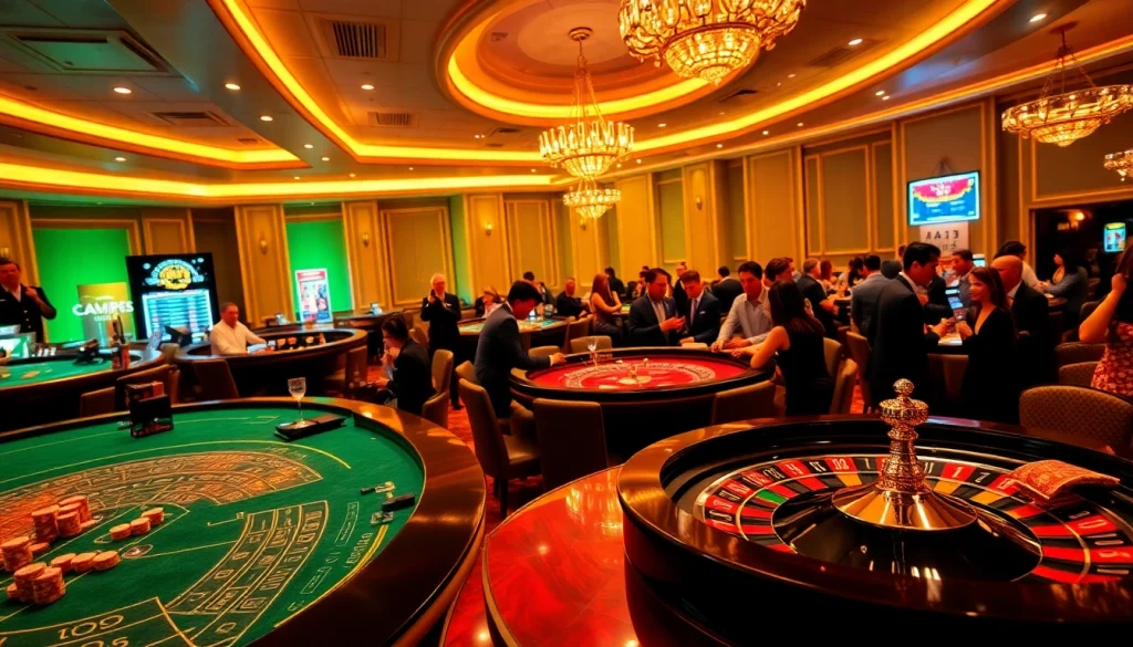 Experience the excitement of luck8 at a glamorous casino with players celebrating big wins.
